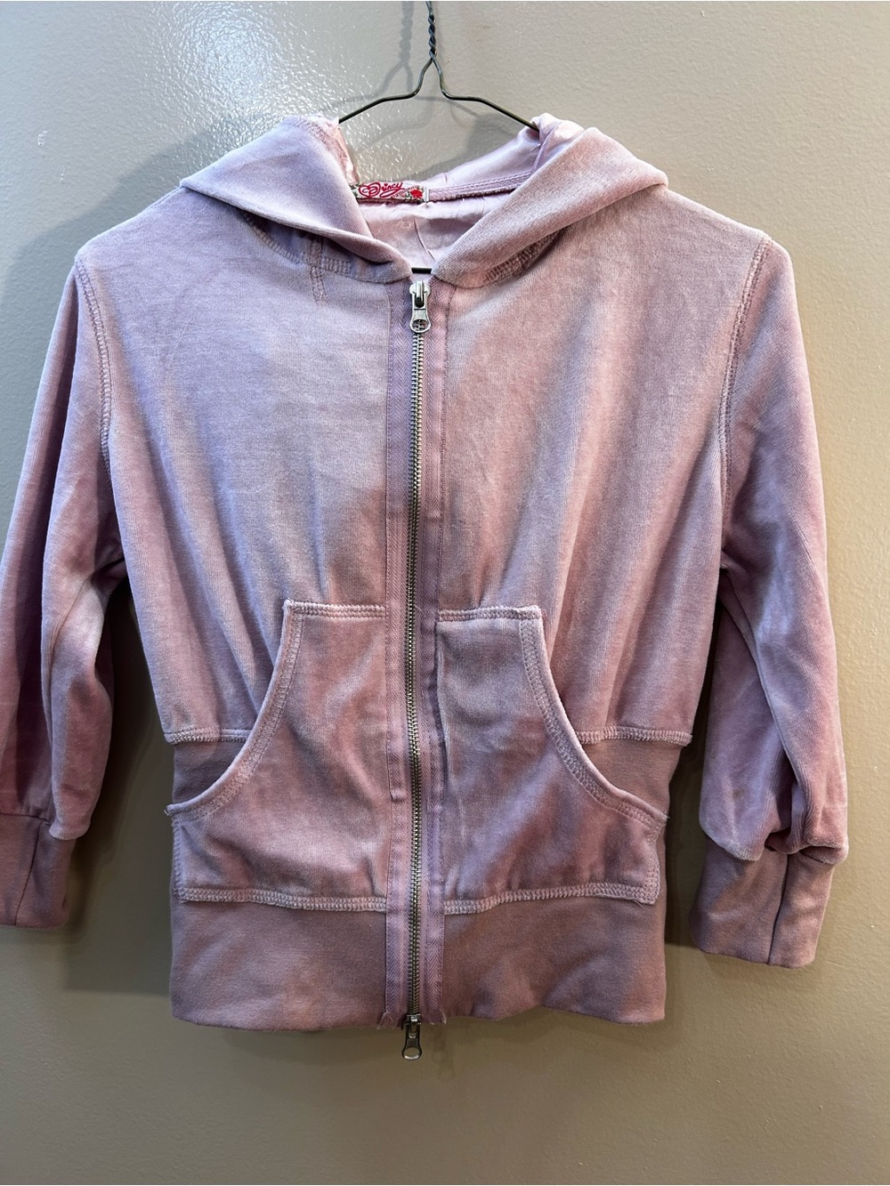 Pink Velvet Zip-Front Hoodie Sweatshirt